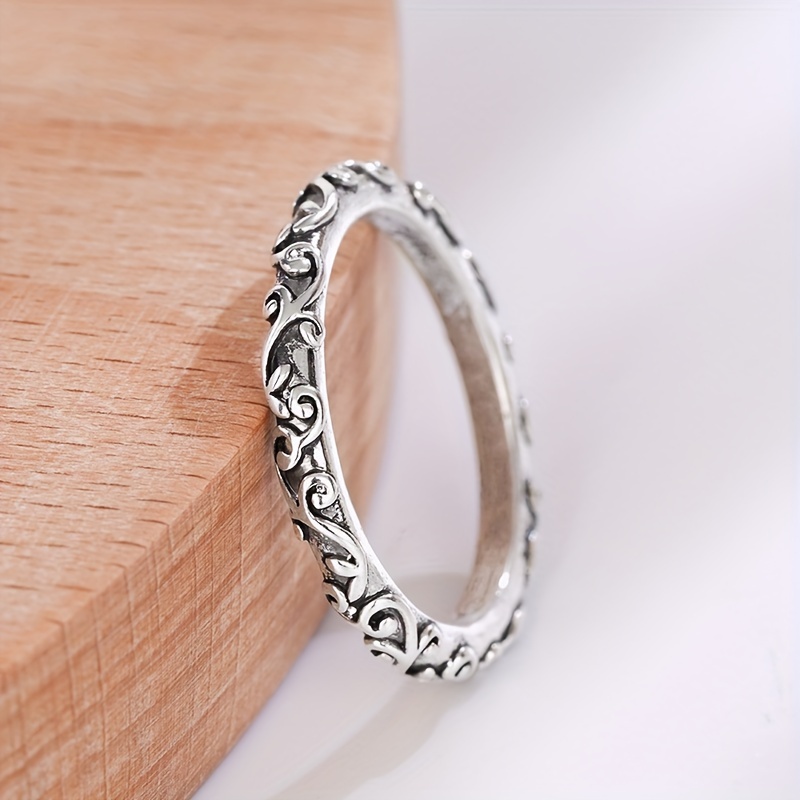 Women's Retro Carving Branches & Leaves Adjustable Ring, Bohemian Style